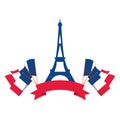 France eiffel tower with flags and ribbon vector design Royalty Free Stock Photo