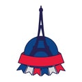 France eiffel tower with ribbon and banner pennant vector design Royalty Free Stock Photo