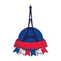 France eiffel tower with ribbon and banner pennant vector design Royalty Free Stock Photo