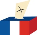 France Election. Ballot Box as French flag Tricolore