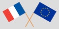 France and EU. The French and European Union flags. Official colors. Correct proportion. Vector