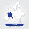 France. Europe administrative map. Royalty Free Stock Photo