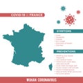 France Europe Country Map. Covid-29, Corona Virus Map Infographic Vector Template EPS 10