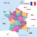 France Europe regions map.vector.EPS10.illustration