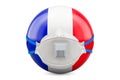 France with filtering half face mask, respirator. 3D rendering
