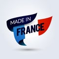 Vector Illustration Made in France Flag, colored ribbon with the French tricolor Royalty Free Stock Photo