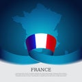 France flag background. Mosaic map, flag of france on a blue white background. National poster. Vector tricolor brochure design