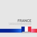 France flag background. Ribbon color flag of france on a white background. National poster. Vector tricolor flat design. State