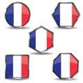 france flag buttons collection. Vector illustration decorative design Royalty Free Stock Photo