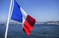 France flag in Cannes CÃÂ´te d`Azur, France drapeau, bandiera Francia a Cannes