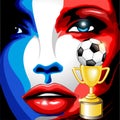 France Flag Girl Portrait Champions World Cup