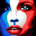 France Flag Beautiful Girl Portrait