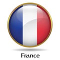 France Flag with gold frame & bevel