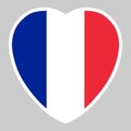 France Flag In Heart Shape Vector illustration eps 10 Royalty Free Stock Photo
