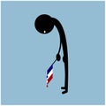 France flag man silhouette cry illustration