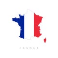 France flag map on white background. National French flag blue, white, red colors. White background. National flag French Royalty Free Stock Photo