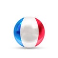 France flag projected as a glossy sphere on a white background Royalty Free Stock Photo