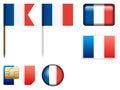 France flag set Royalty Free Stock Photo