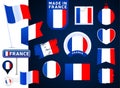 France flag vector collection. big set of national flag design elements in different shapes for public and national holidays in Royalty Free Stock Photo