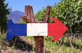 France Flag wooden sign with winery background Royalty Free Stock Photo