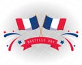 France flags with ribbon of happy bastille day vector design Royalty Free Stock Photo