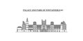 France, Fontainebleau city skyline isolated vector illustration, icons