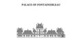 France, Fontainebleau Landmark city skyline isolated vector illustration, icons