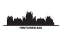 France, Fontainebleau Landmark city skyline isolated vector illustration. France, Fontainebleau Landmark travel black