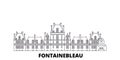 France, Fontainebleau Landmark line travel skyline set. France, Fontainebleau Landmark outline city vector illustration