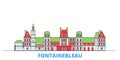 France, Fontainebleau line cityscape, flat vector. Travel city landmark, oultine illustration, line world icons