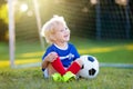 France football fan kids. Children play soccer Royalty Free Stock Photo