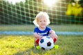 France football fan kids. Children play soccer Royalty Free Stock Photo