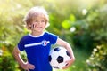 France football fan kids. Children play soccer Royalty Free Stock Photo