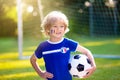 France football fan kids. Children play soccer Royalty Free Stock Photo