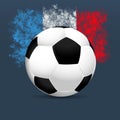 France football 2016. Soccer ball on a blue background. French flag colors. Vector