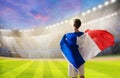 France football team supporter. French fan Royalty Free Stock Photo