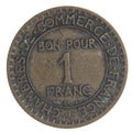 France 1 Franc coin 1923 copper-aluminum Chambers of Commerce French