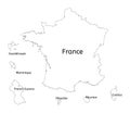 France and franch territory hand-drawn map Royalty Free Stock Photo