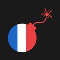 France and french flag as time bomb and explosive device during countdown