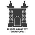 France, Grand Est, Strasbourg travel landmark vector illustration Royalty Free Stock Photo