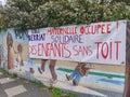 France Grenoble school banner hung in front of the entrance to a primary school