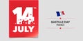 France happy Bastille day vector banner, greeting card Royalty Free Stock Photo