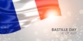 France happy Bastille day vector banner, greeting card. Royalty Free Stock Photo