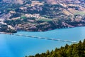 France. Serre-Poncon lake. The bridge of Savines-le-lac. Aerial view