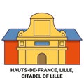 France, Hautsdefrance, Lille, Citadel Of Lille travel landmark vector illustration Royalty Free Stock Photo