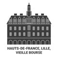 France, Hautsdefrance, Lille, Vieille Bourse travel landmark vector illustration Royalty Free Stock Photo