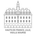 France, Hautsdefrance, Lille, Vieille Bourse travel landmark vector illustration Royalty Free Stock Photo