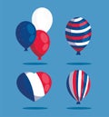 France heart and balloons of happy bastille day vector design Royalty Free Stock Photo