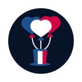 France heart balloons over hat block and flat style icon vector design Royalty Free Stock Photo
