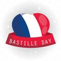 France heart wth ribbon of happy bastille day vector design